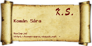 Komán Sára névjegykártya